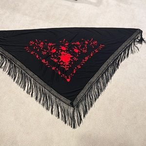 Beautiful embroidered black and red shawl